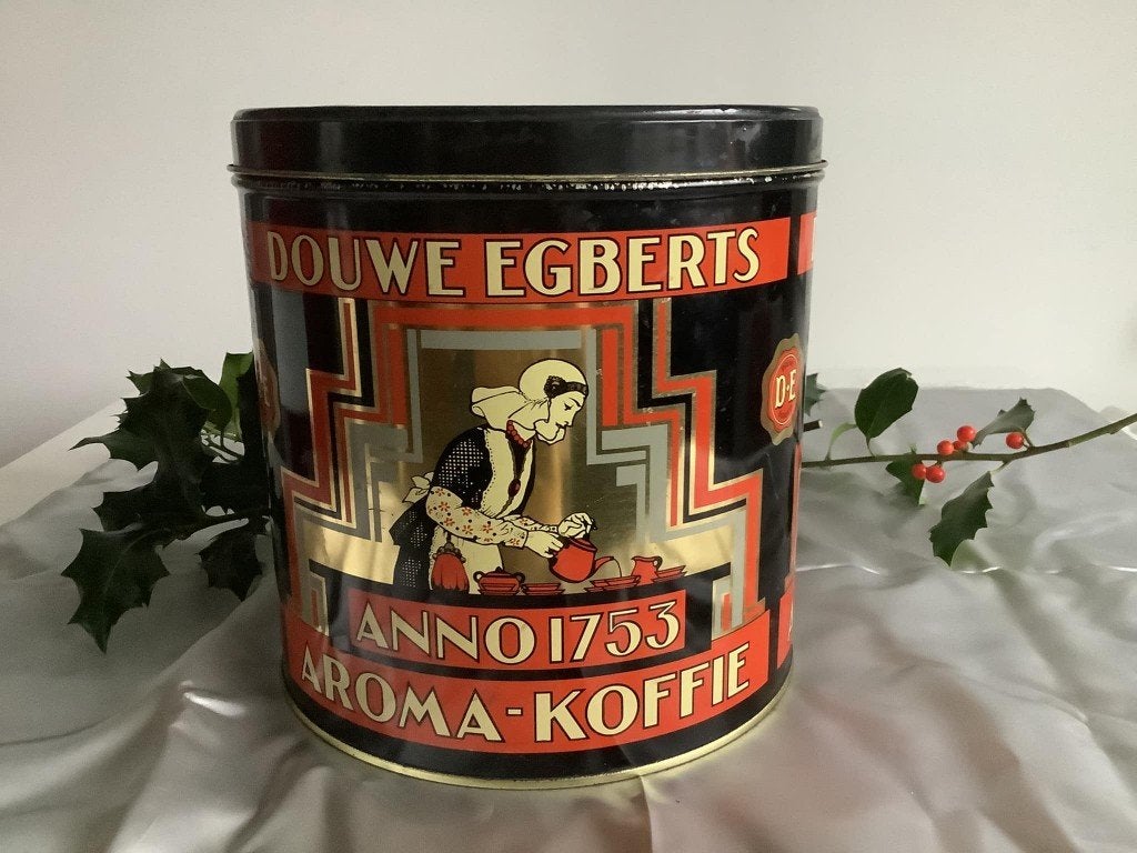 Groot vintage Douwe Egberts blik, Ophalen of Verzenden, Gebruikt, Koffie, Douwe Egberts
