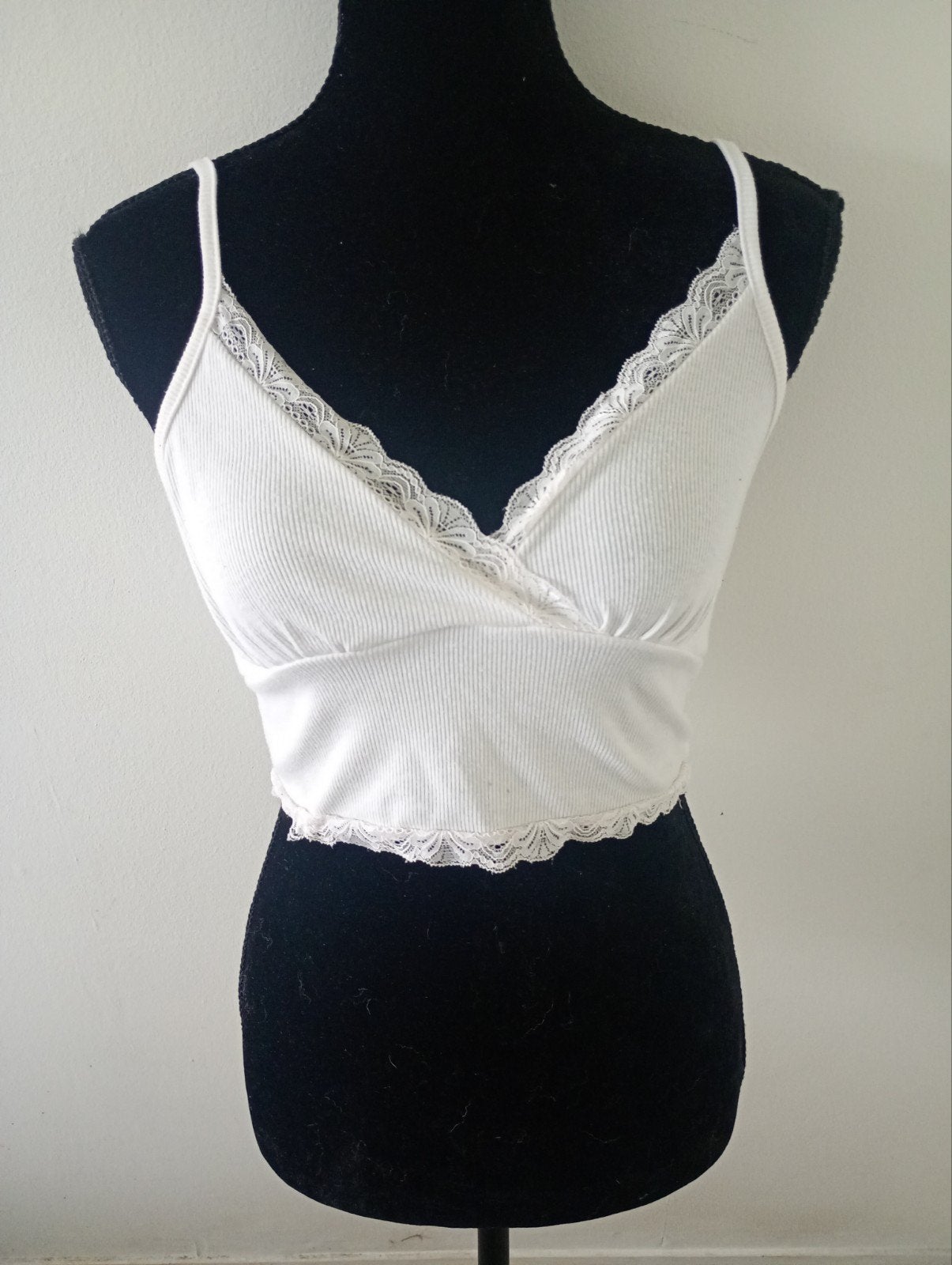 Witte Shein Crop Top Maat S met Kant, Wit, Ophalen of Verzenden, Zo goed als nieuw, Shein