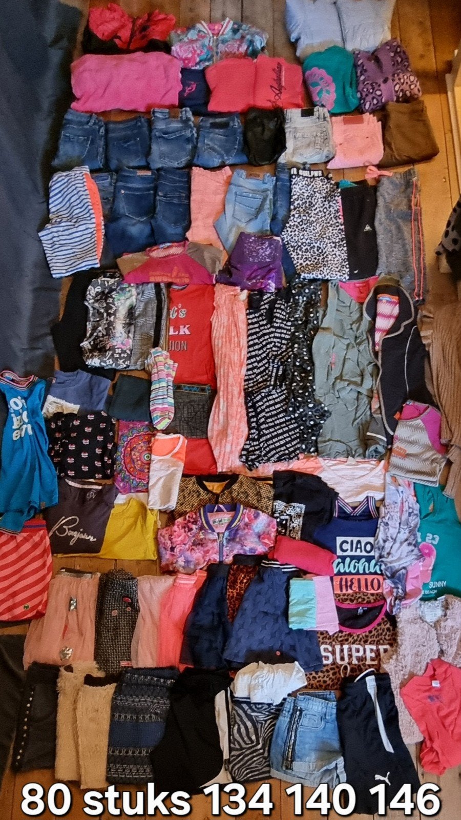 80 stuks pakket kinder kleding meisje 134 140 146, Ophalen of Verzenden, Zo goed als nieuw, Meisje