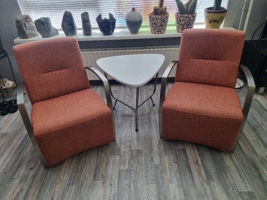 armleuning stoelen terracotta, Huis en Inrichting, Ophalen, Overige kleuren, Twee