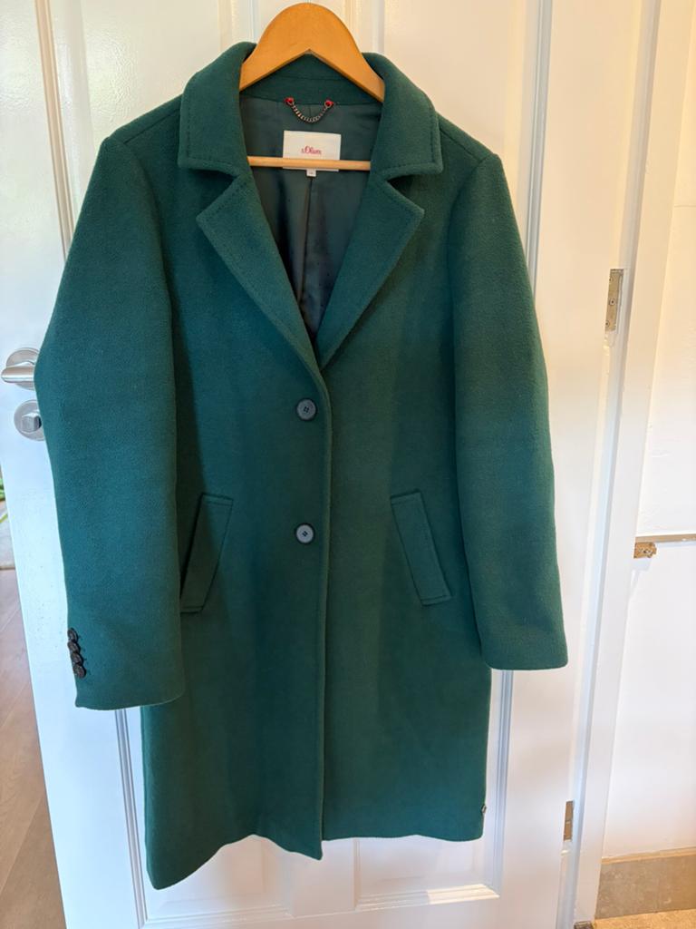 Groene mantel jas van s.Oliver, maat 38, Kleding | Dames, Jassen | Winter, Ophalen of Verzenden, Gedragen, Maat 38/40 (M), Groen