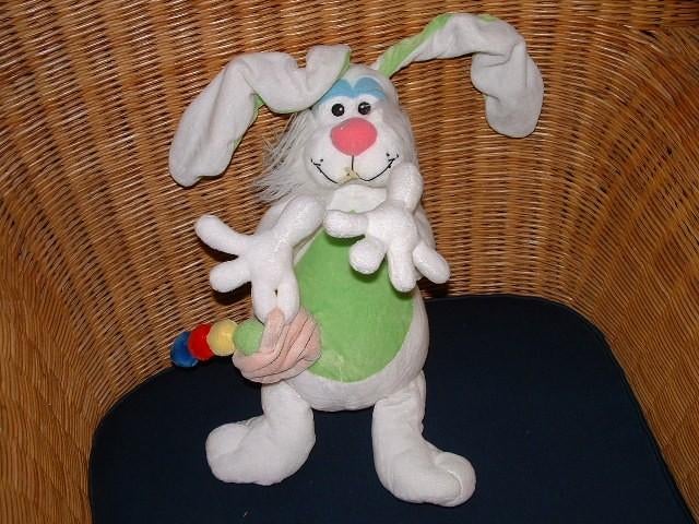 MERISON KONIJN WIT/GROEN MET ECRU MANDJE GROTE, Kinderen en Baby's, Speelgoed | Knuffels en Pluche, Ophalen of Verzenden, Nieuw