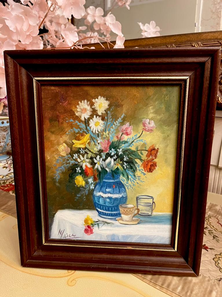Prachtige olieverf bloemen schilderij, Antiek en Kunst, Ophalen of Verzenden
