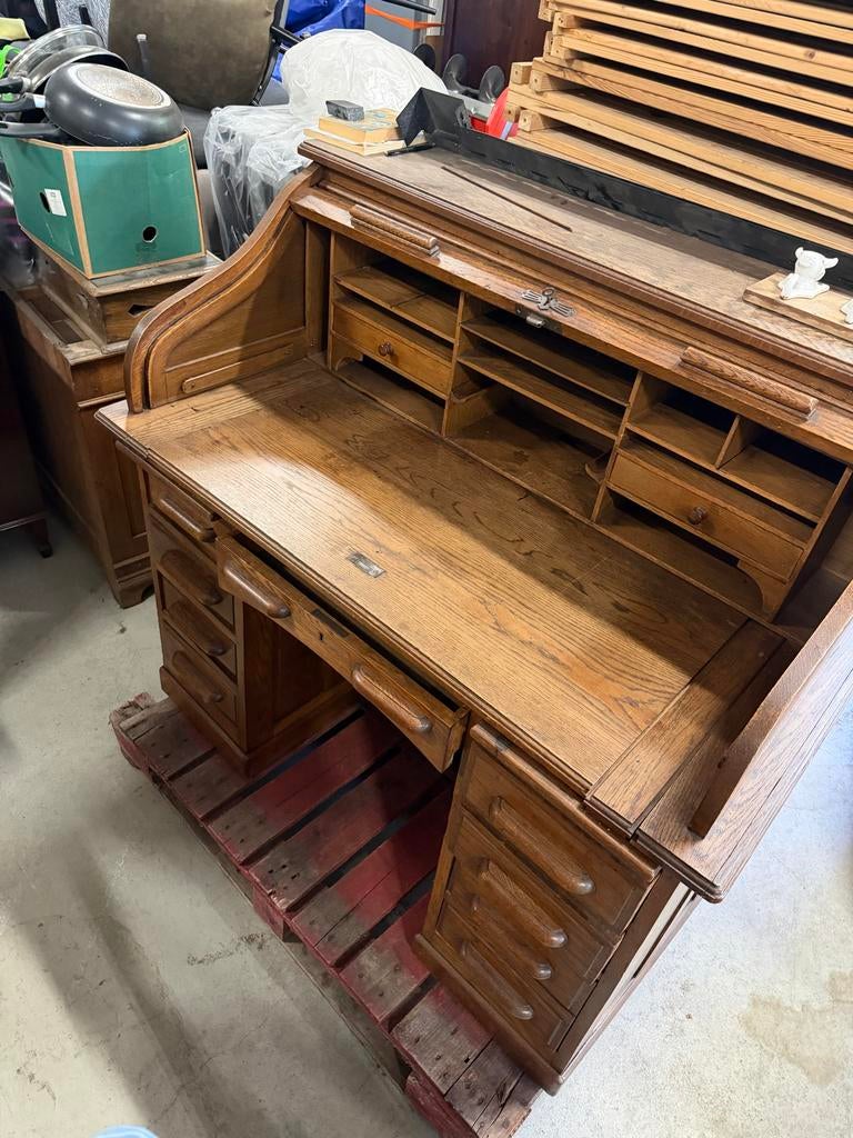 Antiek rolluikbureau - massief eiken ca. 1900, Ophalen