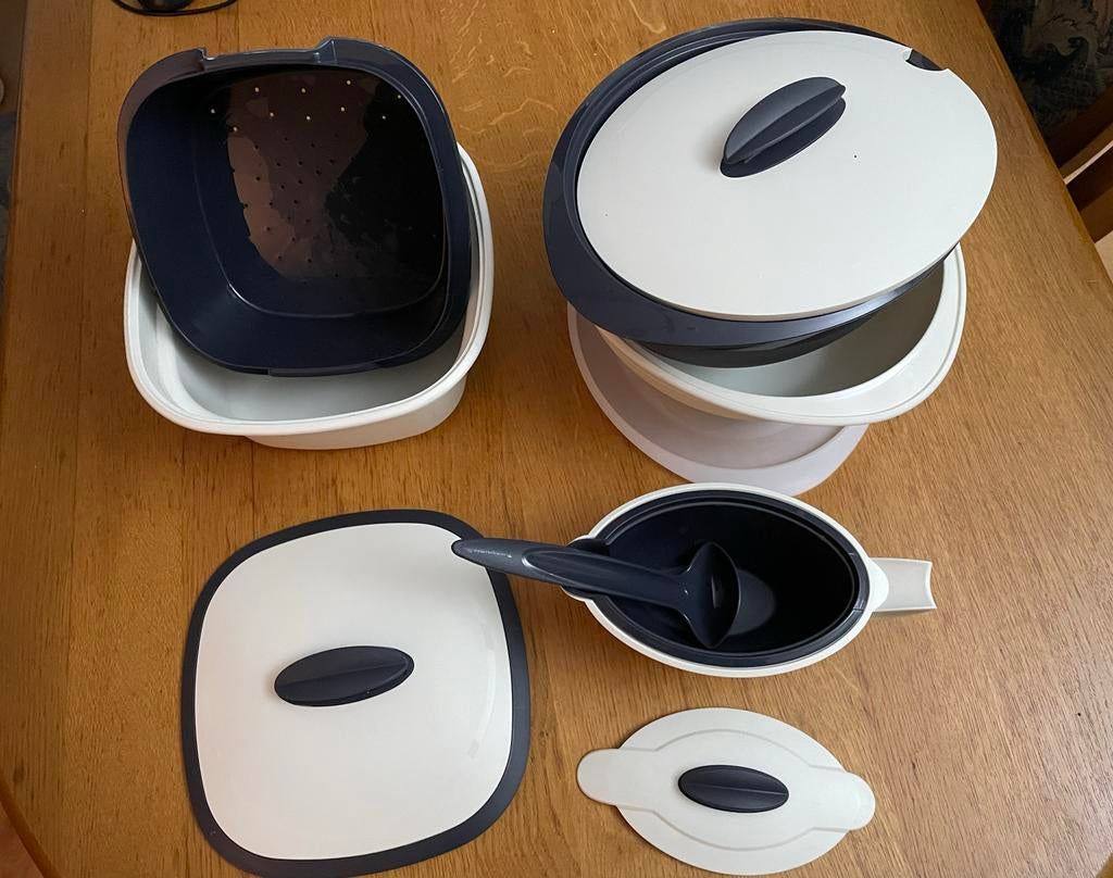 ISO Duo serveerset - Wit/Antraciet, Huis en Inrichting, Keuken | Tupperware, Ophalen of Verzenden, Nieuw, Wit, Schaal