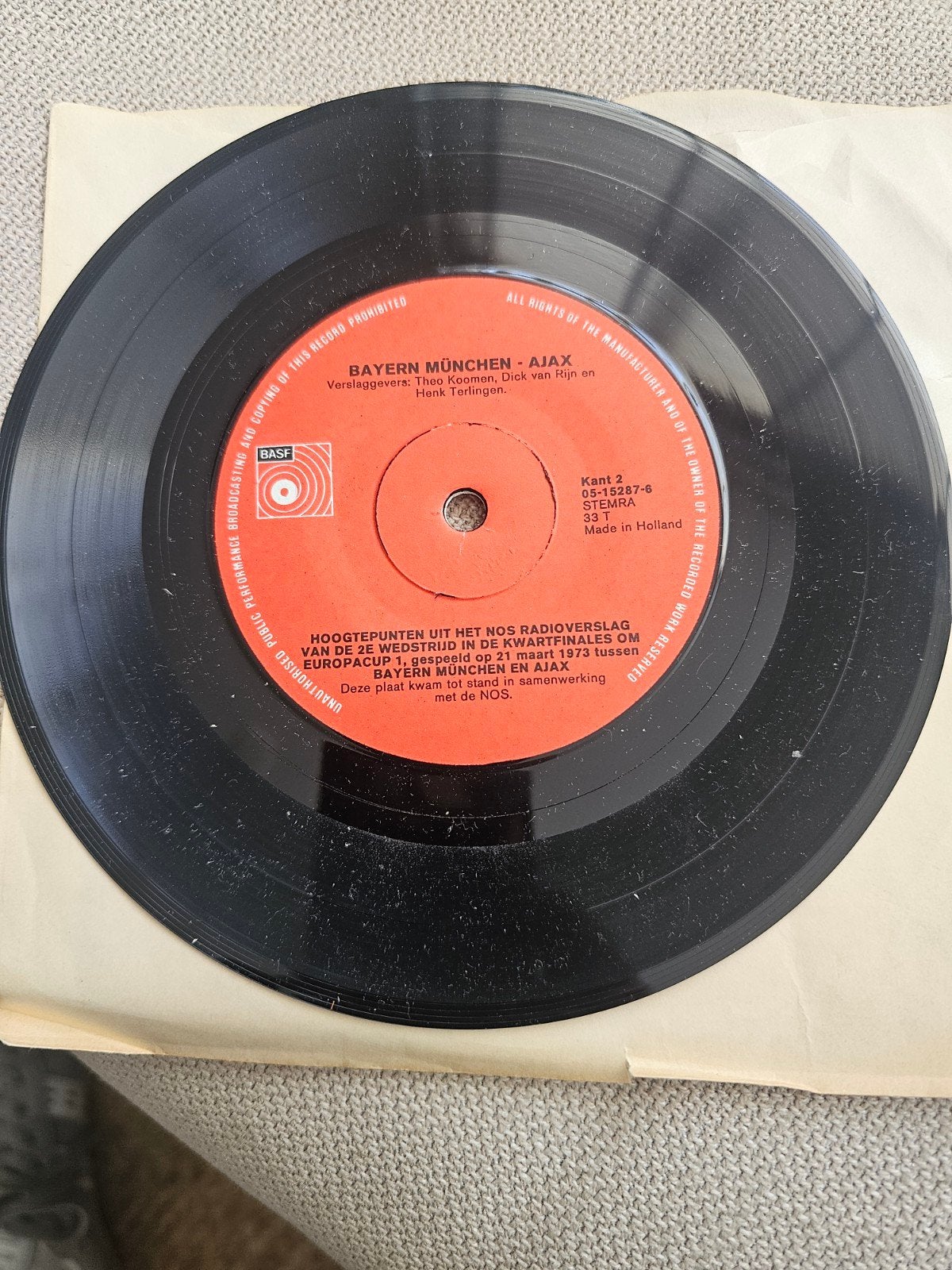 Bayern München - Ajax NOS Radioverslag Europacup 1973, Gebruikt, Overige genres, 7 inch, Ophalen of Verzenden