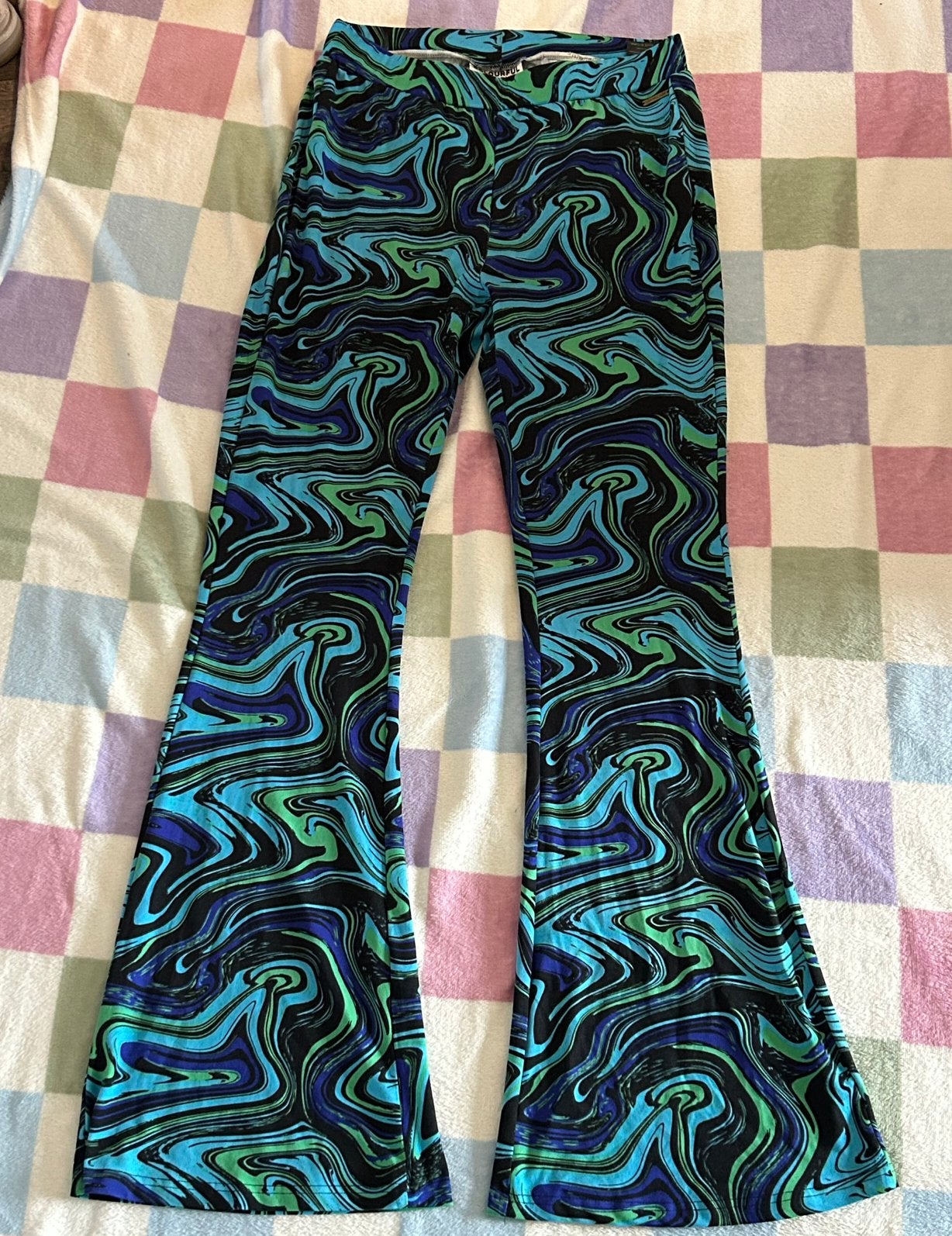 Colourful Rebel flared pants groen/blauw, maat XL, Blauw, Maat 46/48 (XL) of groter, Ophalen of Verzenden, Zo goed als nieuw