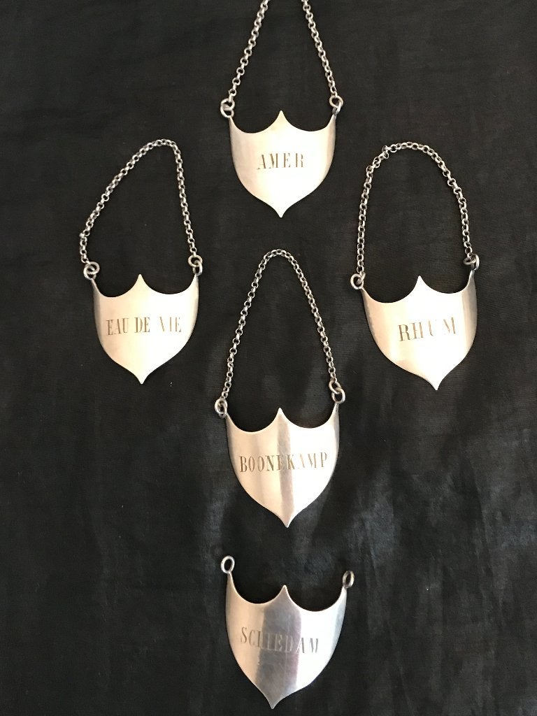 vijf antieke dranklabels Christofle, Antiek en Kunst, Antiek | Goud en Zilver, Ophalen of Verzenden
