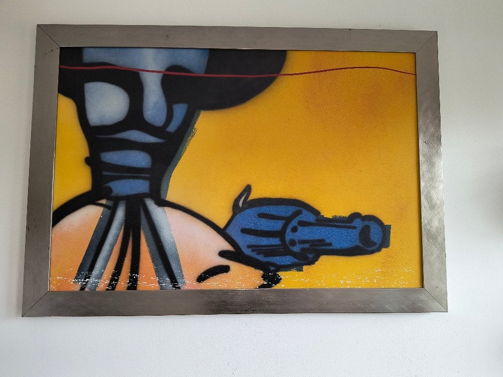 Moderne Kunst "Hey Joe", Ophalen, Hout, Gemengde techniek, Muziek