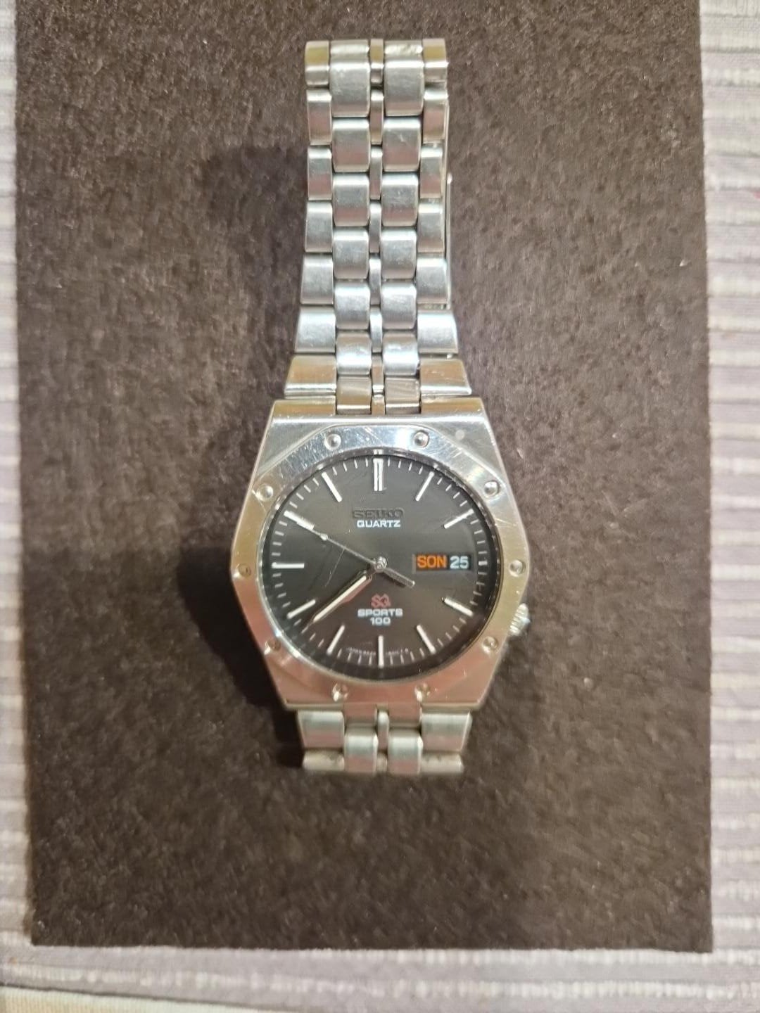 Vintage Seiko SQ Sports 100 Quartz Herenhorloge (1980), Gebruikt, Staal, Polshorloge, Ophalen of Verzenden