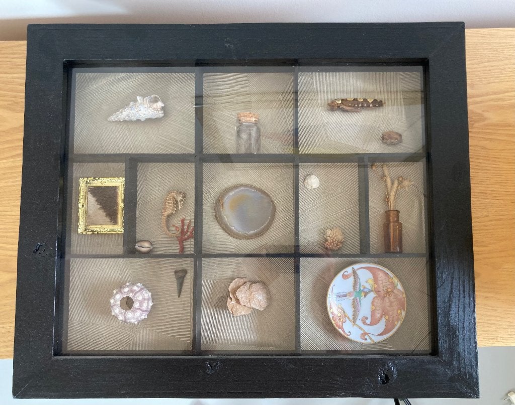 “Wunderkammer” – Uniek Schilderij te Koop, Achter glas, Ophalen of Verzenden, Overige onderwerpen, Vintage