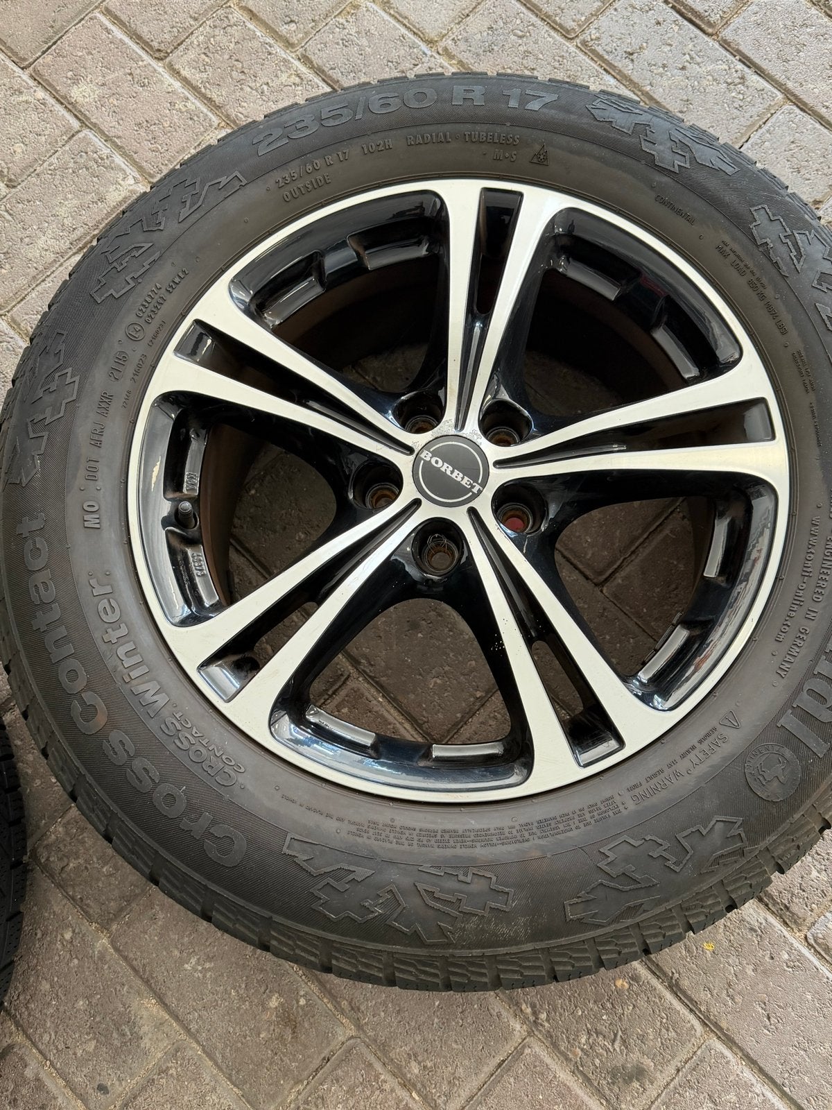 Borbet Velgen met Continental Cross Winterbanden 235/60 R17, Gebruikt, Banden en Velgen, 17 inch, 235 mm