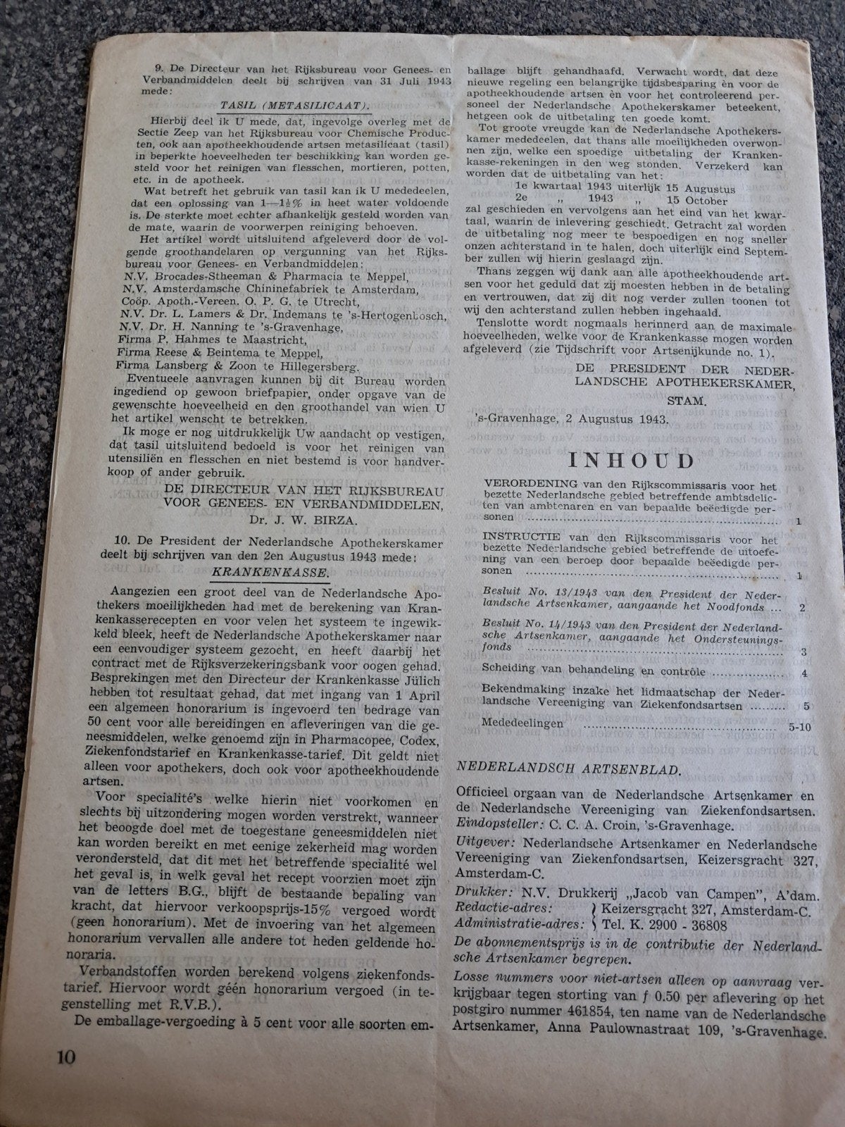 Oud tijdschrift: Nederlandse Artsenkamer (1943), Ophalen of Verzenden, Gelezen, Overige typen