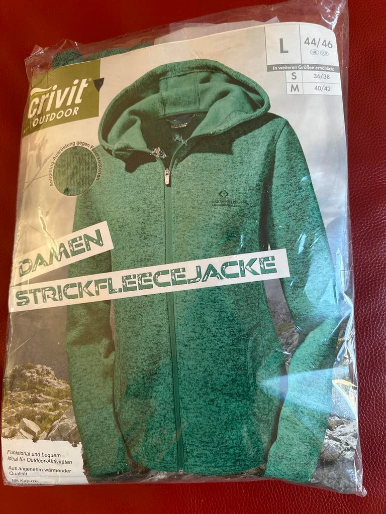 Crivit Outdoor Dames Strickfleecejack - Maat L (44/46), Ophalen of Verzenden, Nieuw, Maat 46/48 (XL) of groter, Groen