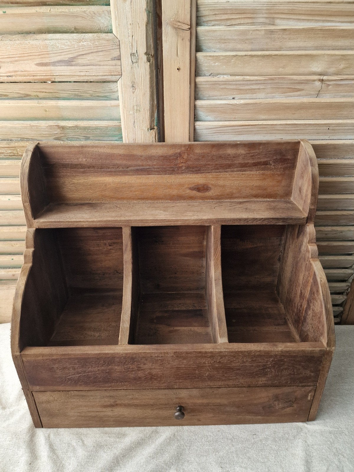 Robuust teakhouten landelijke gruttersbak met lade XL, Ophalen of Verzenden, Nieuw, Minder dan 50 cm, Minder dan 50 cm