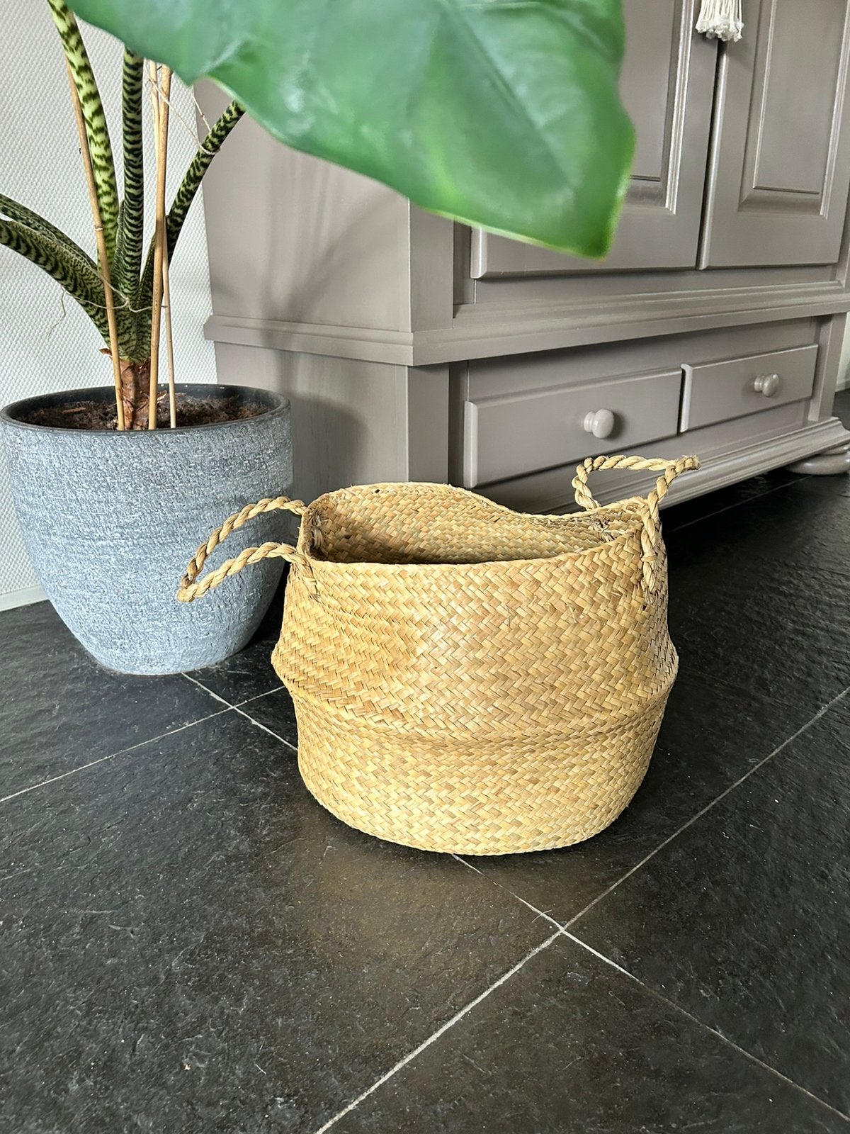 Rieten mand – naturel – decoratief & veelzijdig, Mand, Handgemaakt, Rond, Ophalen of Verzenden