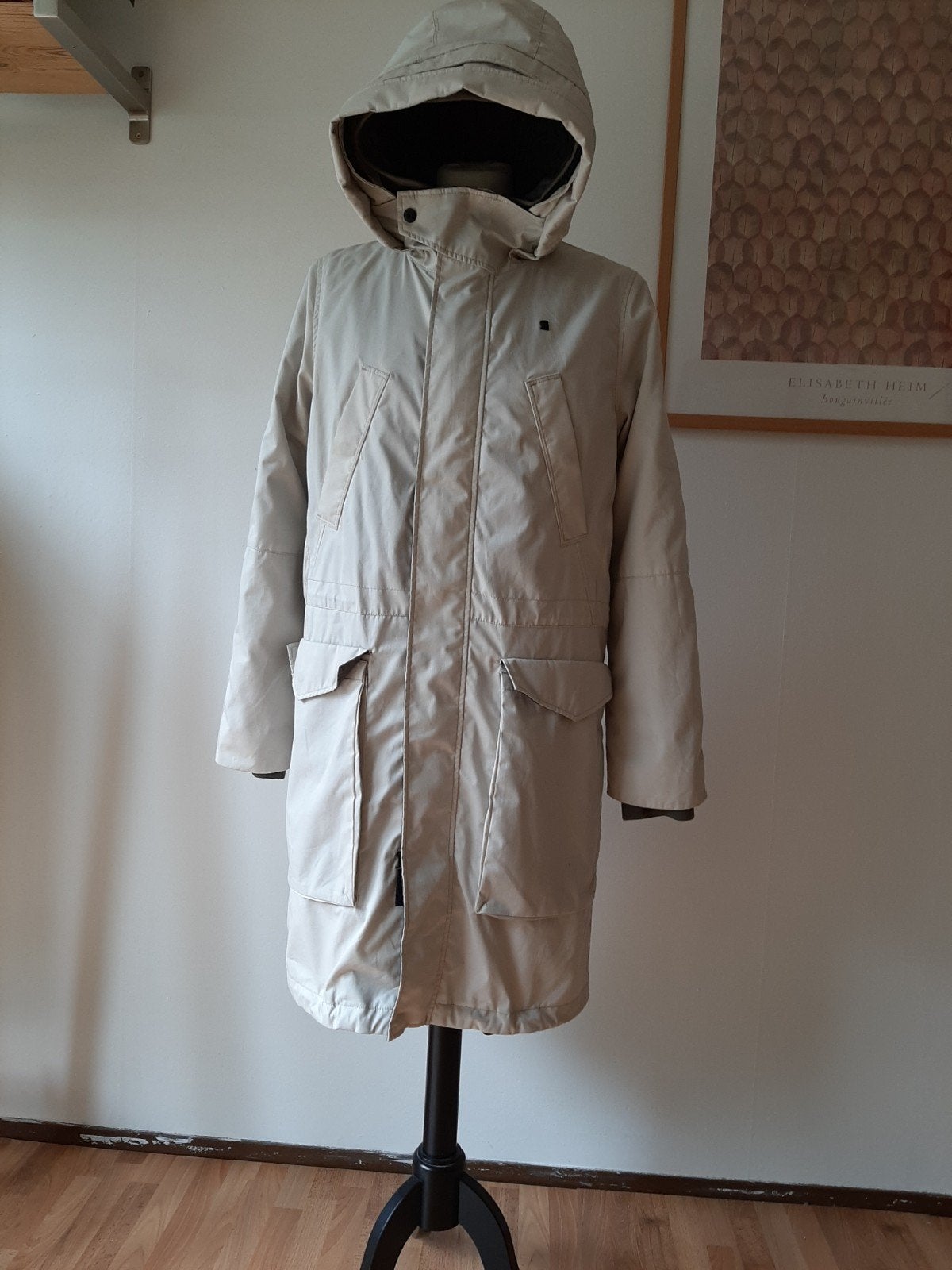 Warme, witte Herfst / Winterjas van G Star L/XL, Kleding | Dames, Jassen | Winter, Ophalen of Verzenden, Zo goed als nieuw, Maat 46/48 (XL) of groter