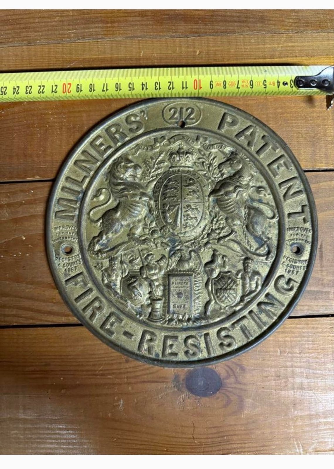 Authentieke Milners' 212 Patent Fire-Resisting Safe Plaat, Ophalen of Verzenden