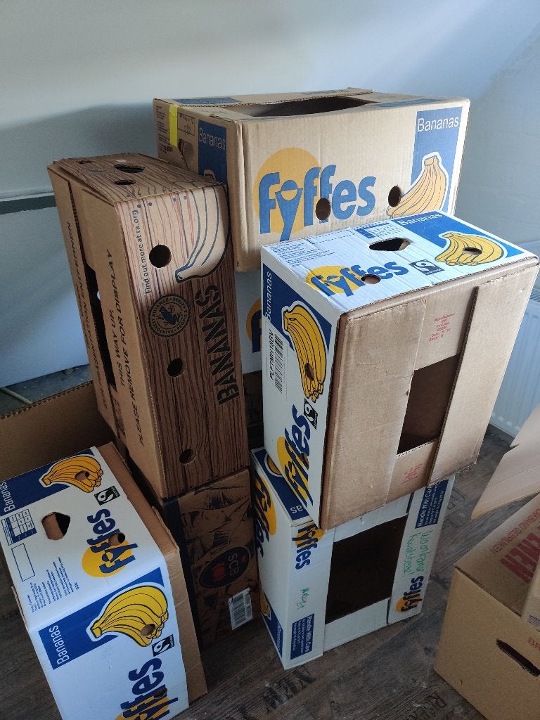 Bananendozen, Ophalen, 40 tot 60 cm, 50 tot 75 cm, 35 tot 50 cm
