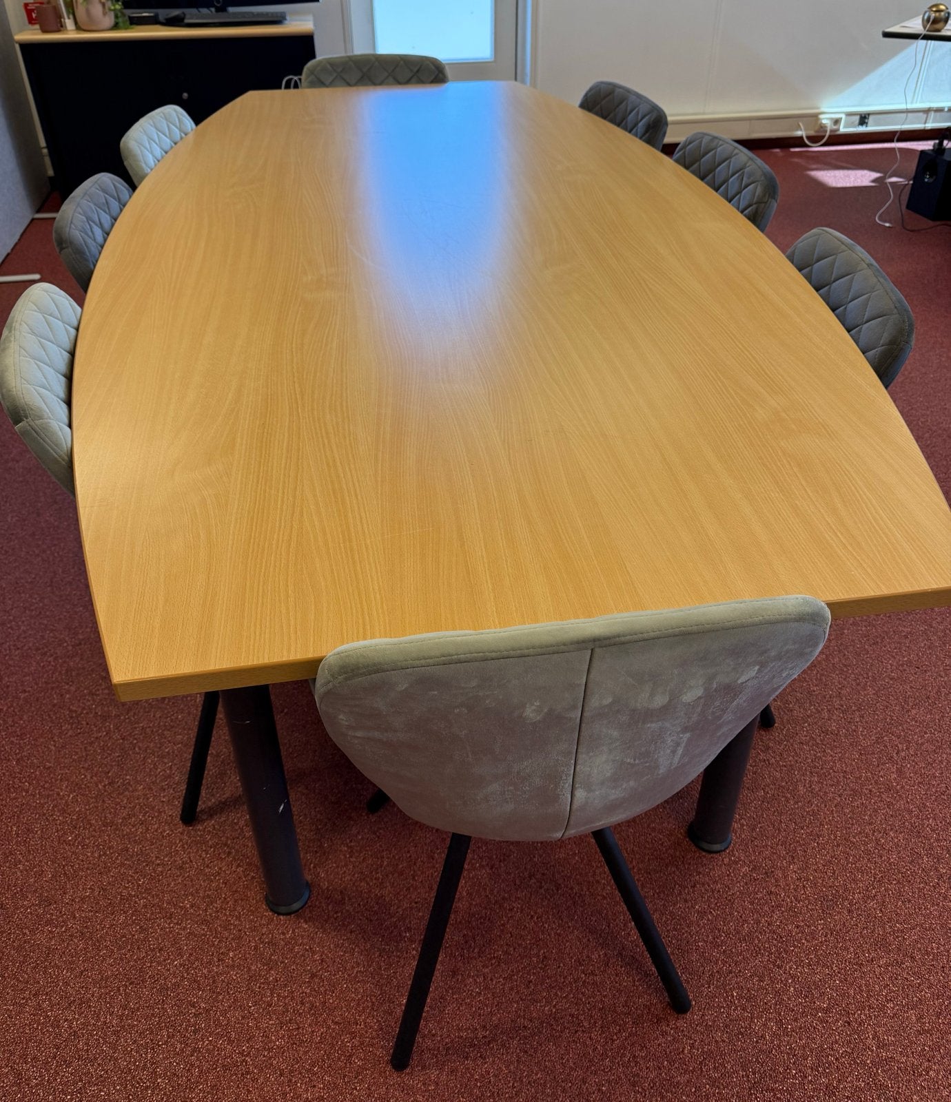 Grote vergadertafel met 8 stoelen - 260x120 cm, Huis en Inrichting, Ophalen, Gebruikt, 100 tot 150 cm, 200 cm of meer