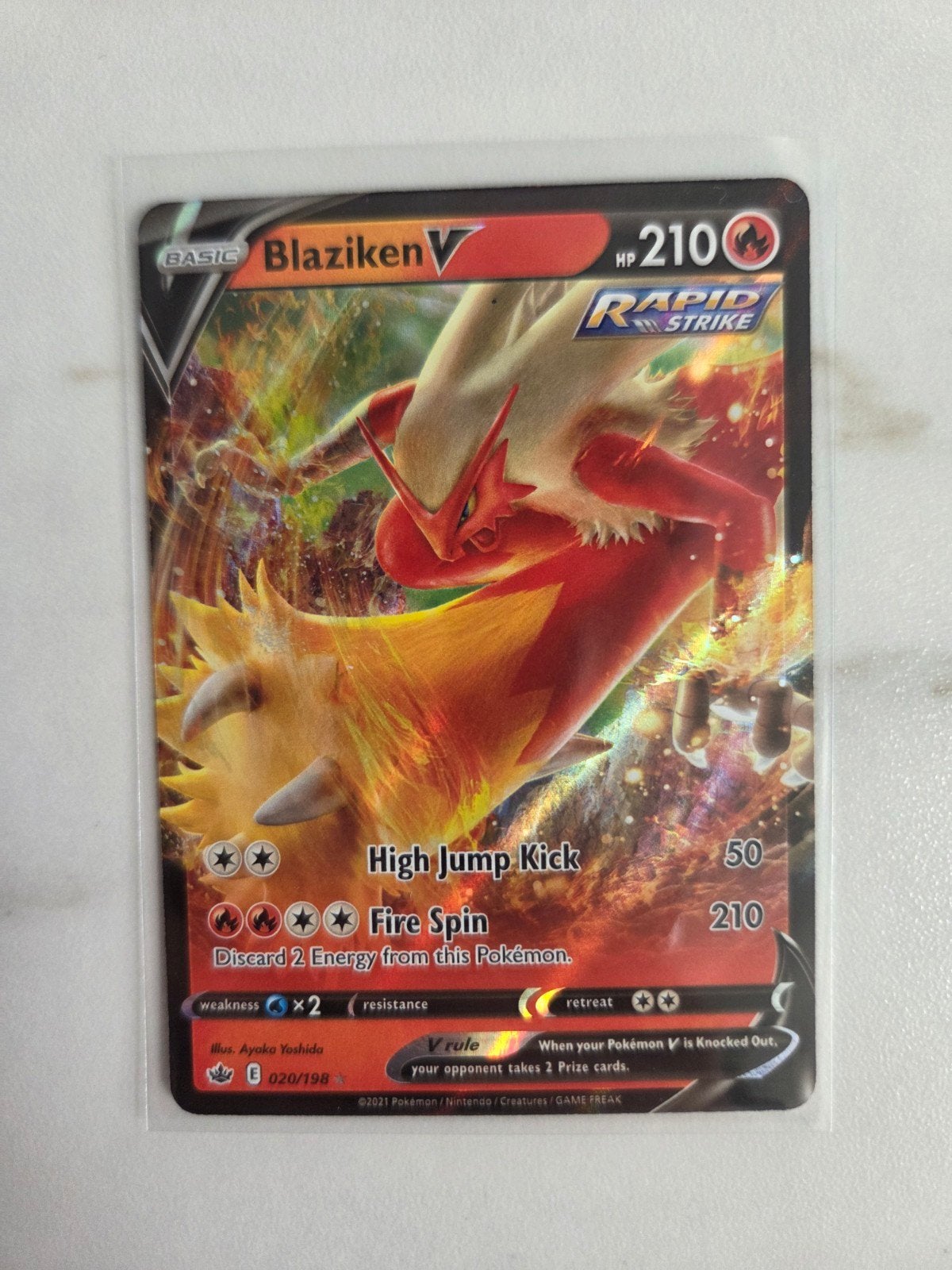 Blaziken V - Rapid Strike (020/198), Ophalen of Verzenden, Zo goed als nieuw, Losse kaart, Foil