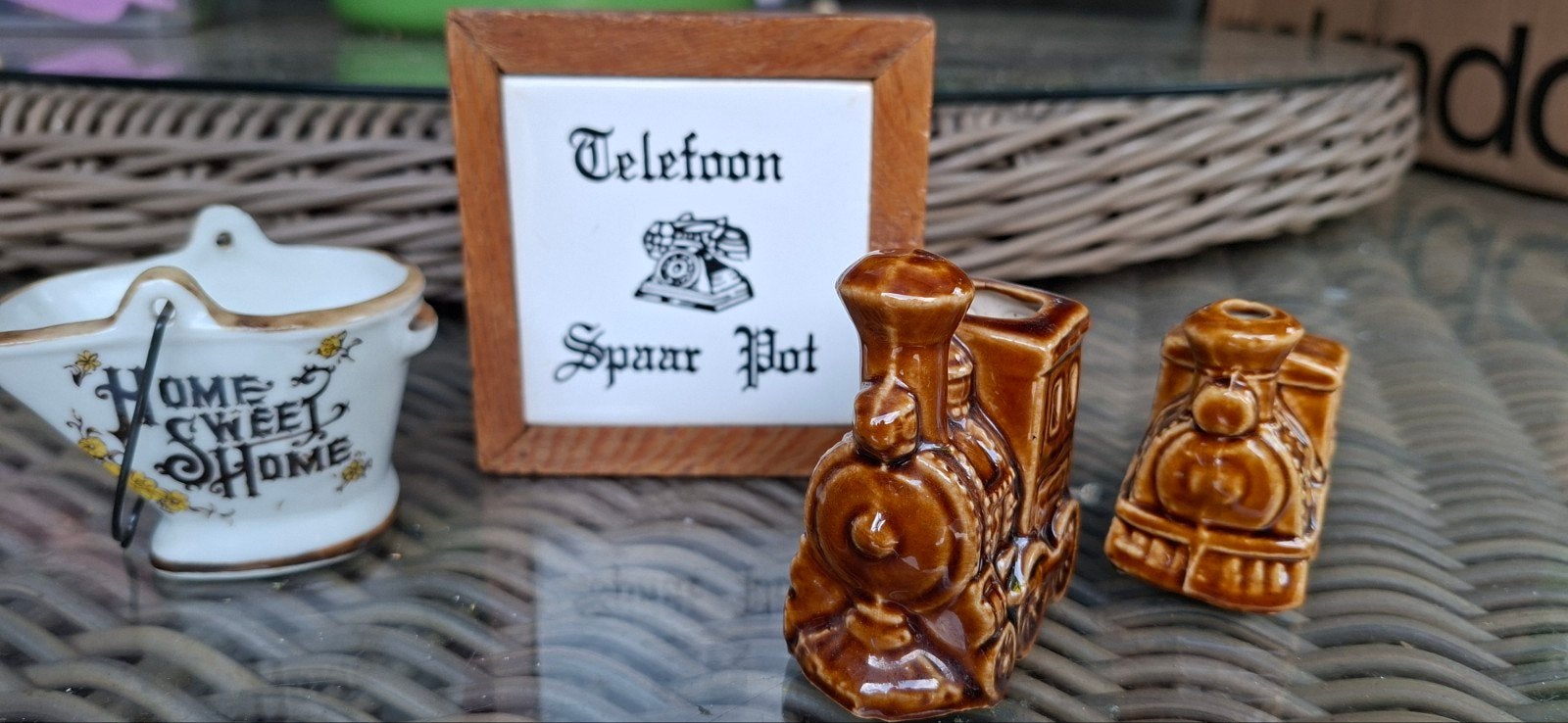 Vintage setje: spaarpotten en decoratie, Verzamelen, Ophalen of Verzenden, Gebruikt