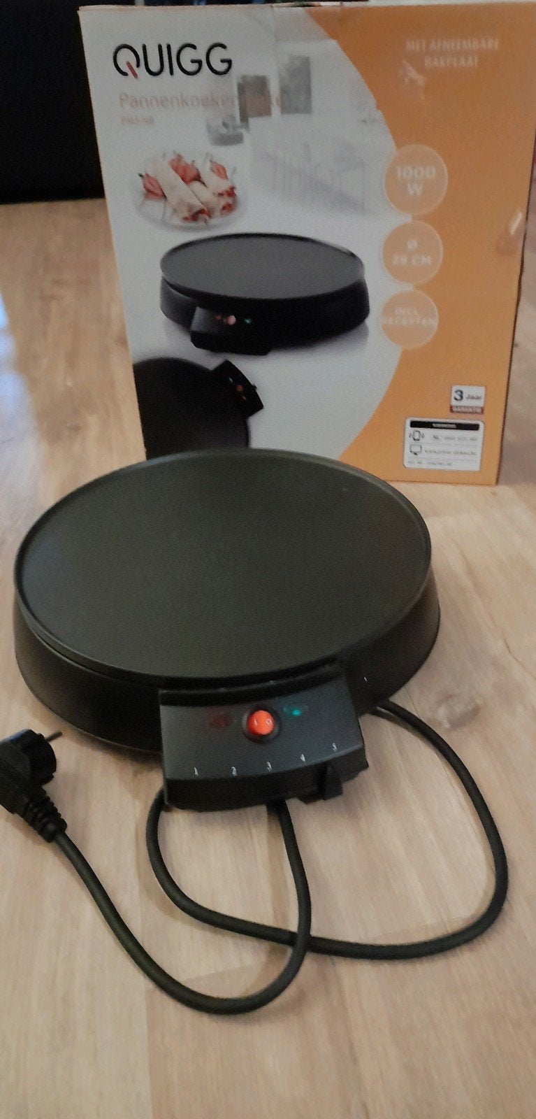 QUIGG Pannekoeken maker, 1000W, 29 cm, Ophalen of Verzenden, Zo goed als nieuw