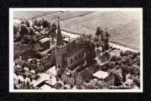 IJlst Hervormde Kerk Luchtfoto Jaren 50., Ophalen of Verzenden, 1940 tot 1960, Ongelopen, Friesland