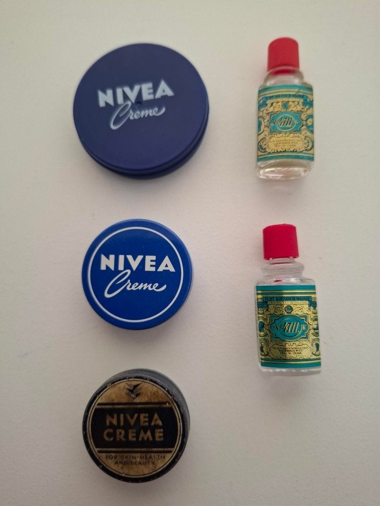 Oude blikjes/flesjes Nivea...4711 eau de cologne, Verzamelen, Ophalen of Verzenden, Gebruikt, Overige, Overige merken