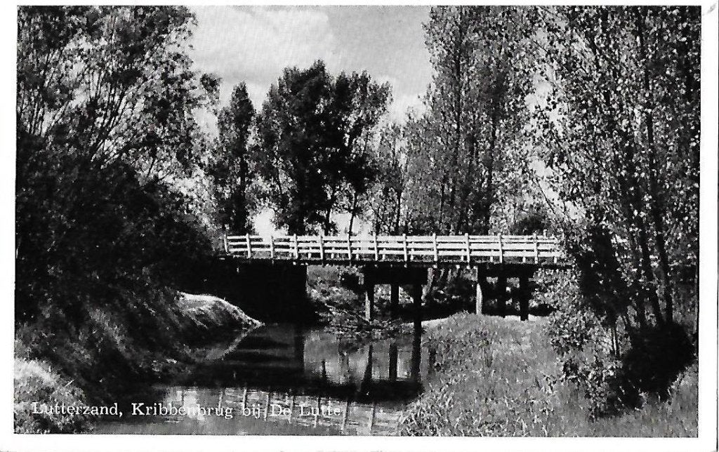 Kr19 gelopen ansichtkaart Lutterzand Kribbenbrug De Lutte, Ophalen of Verzenden, 1960 tot 1980, Gelopen