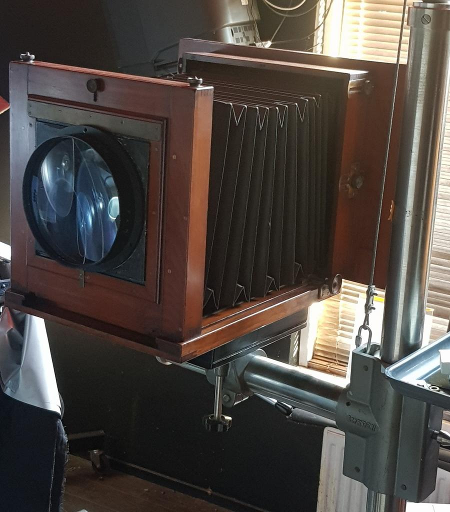 houten camera | balg camera | statiefzuil | groot formaat, Audio, Tv en Foto, Fotocamera's Analoog, Ophalen, Gebruikt, Spiegelreflex