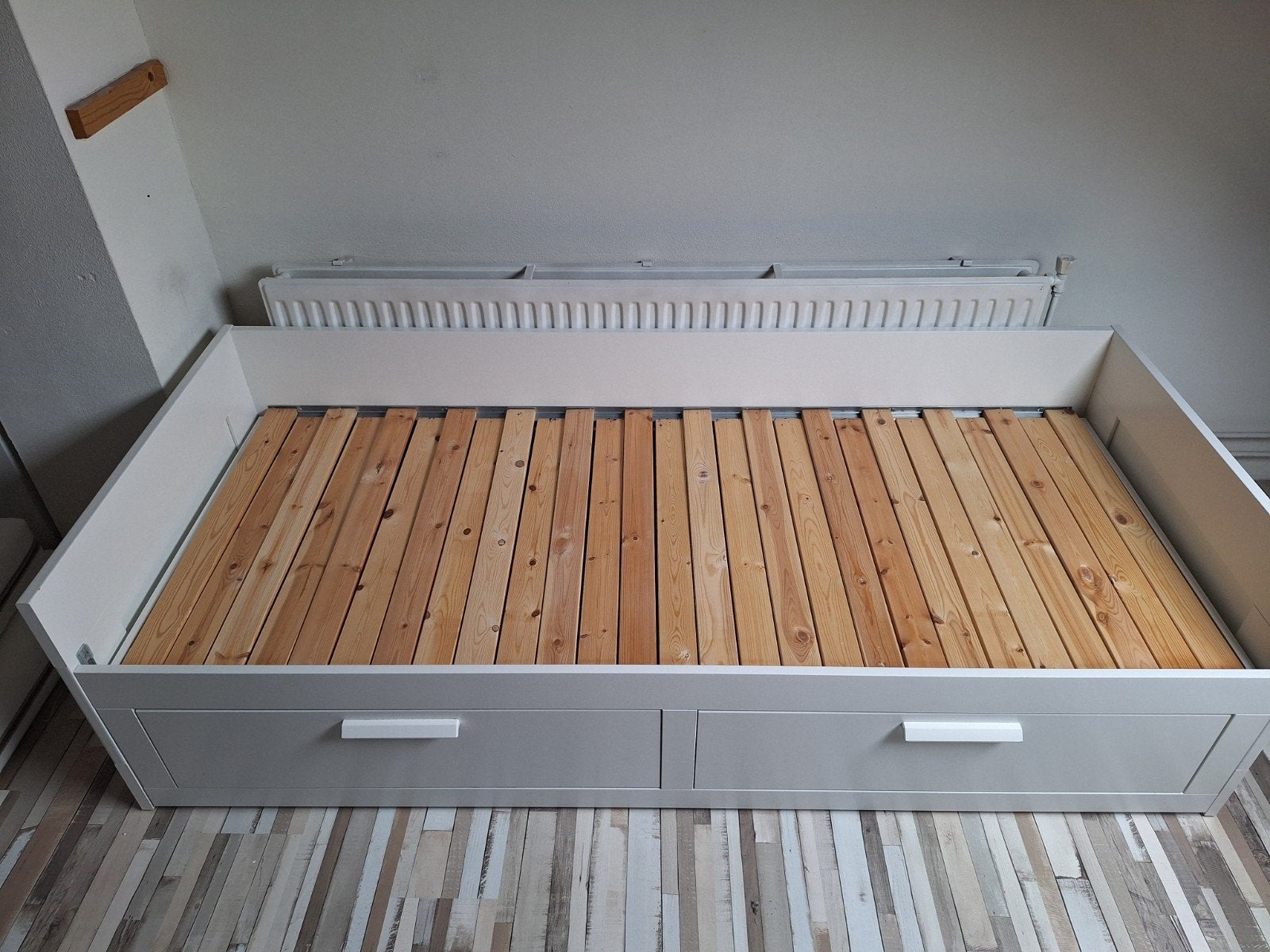IKEA BRIMNES Bedbank met 2 lades, Ophalen, Gebruikt, Wit, Tweepersoons