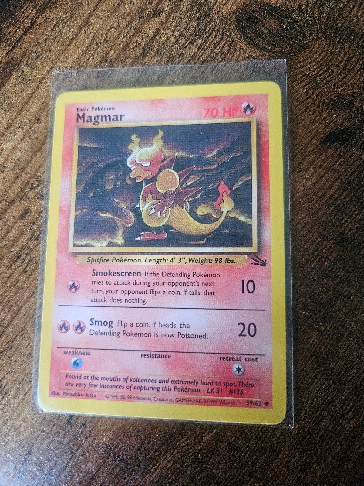 Pokémon Kaart: Magmar (Basis Pokémon) - 70 HP, Ophalen of Verzenden, Gebruikt, Losse kaart