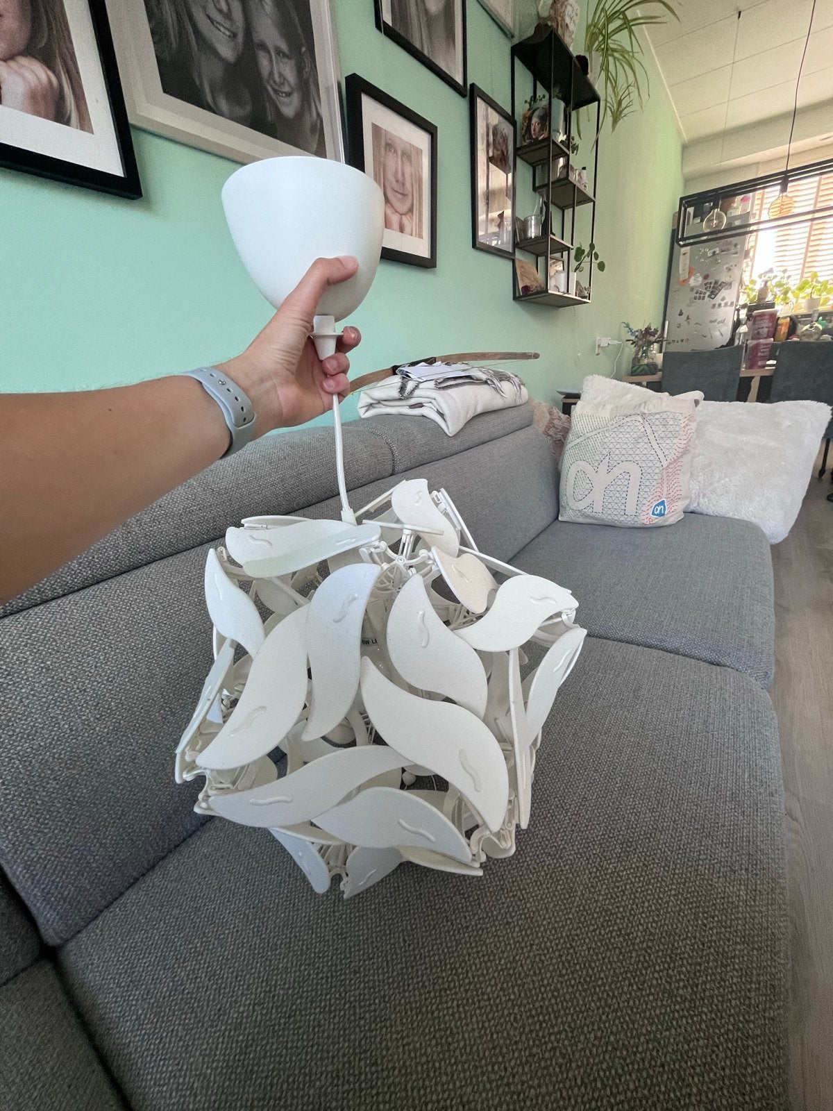 IKEA RAMSELE hanglamp - Wit, verstelbaar design, Ophalen, Zo goed als nieuw, Kunststof, E27 (groot)