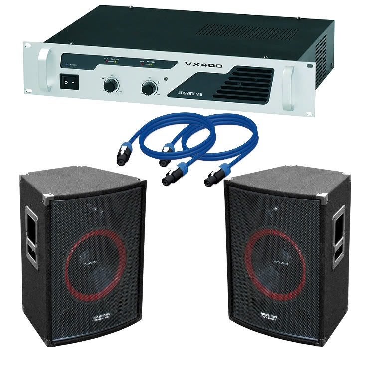 Complete JB Systems Geluidsset: Speakers, Versterker, Microf, Ophalen, Gebruikt