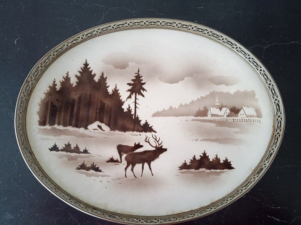 Jager Eisenberg dienblad met winter tafereel, voormalig DDR, Ophalen of Verzenden