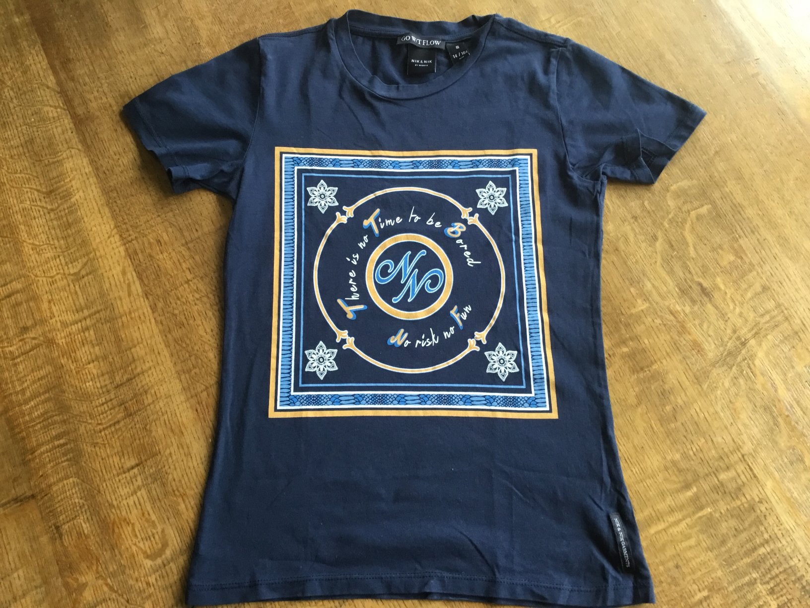 Blauw Nik&Nik T-shirt maat 164, Kinderen en Baby's, Kinderkleding | Maat 164, Ophalen of Verzenden, Gebruikt, Meisje, Shirt of Longsleeve