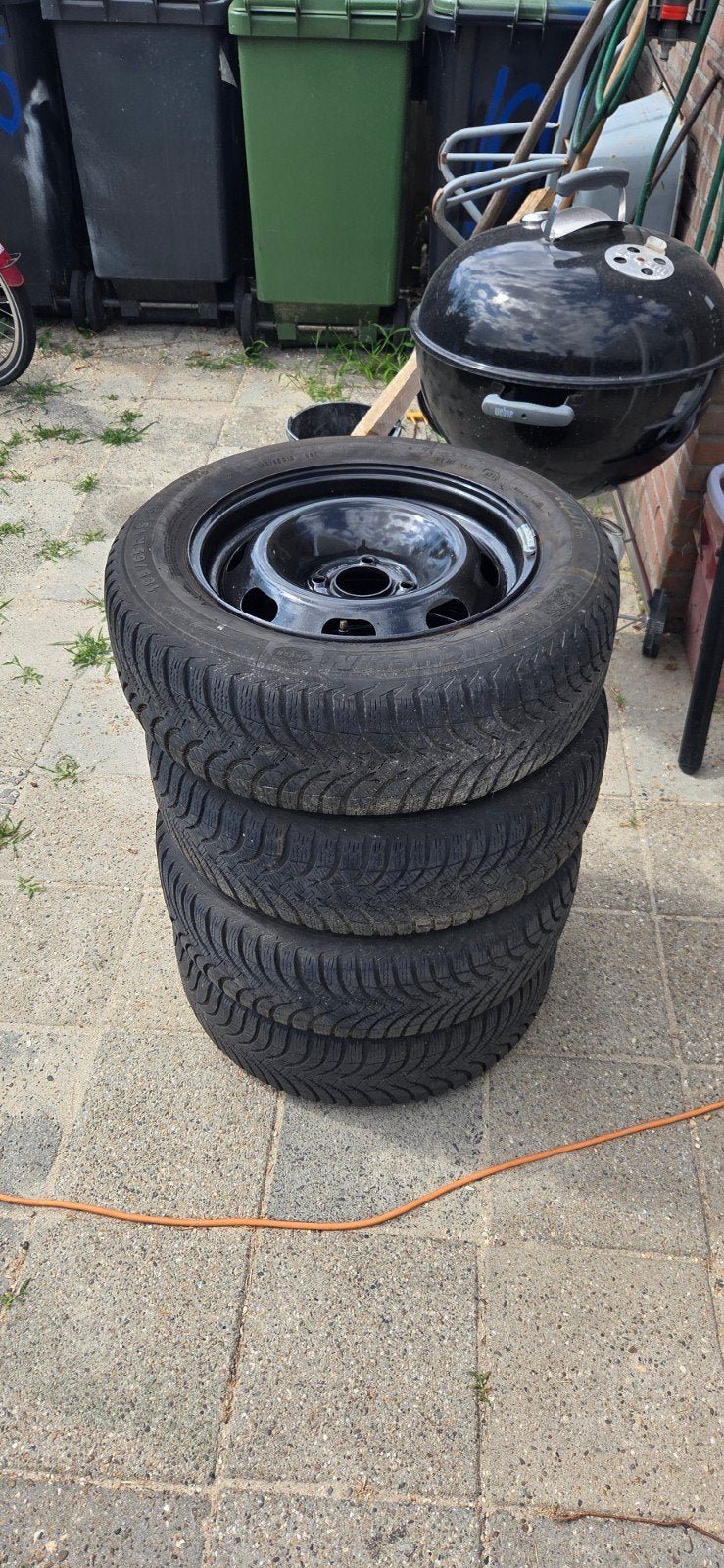 Winterbanden met stalen velgen 4x108 - 185/65 R15, Ophalen, Gebruikt