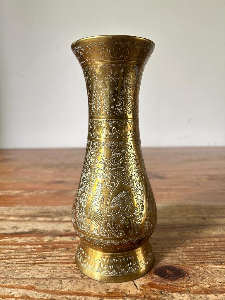 Vaas - koper - gegraveerd - India, Antiek en Kunst, Antiek | Koper en Brons, Ophalen of Verzenden