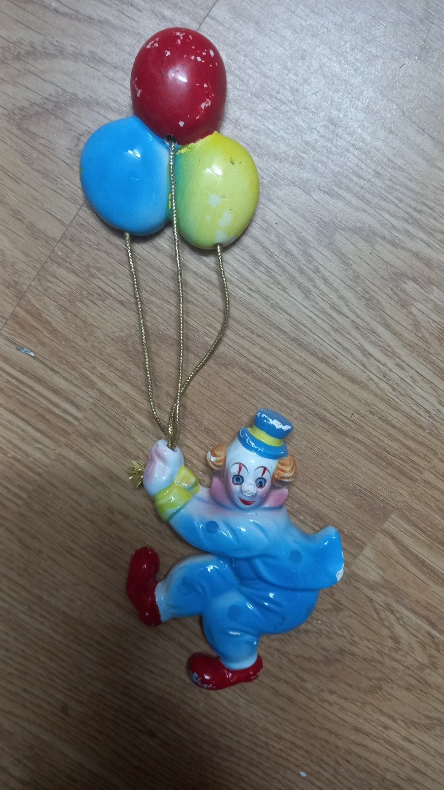 Vintage Clown Beeldje met Ballonnen - 23 cm, Ophalen of Verzenden, Gebruikt
