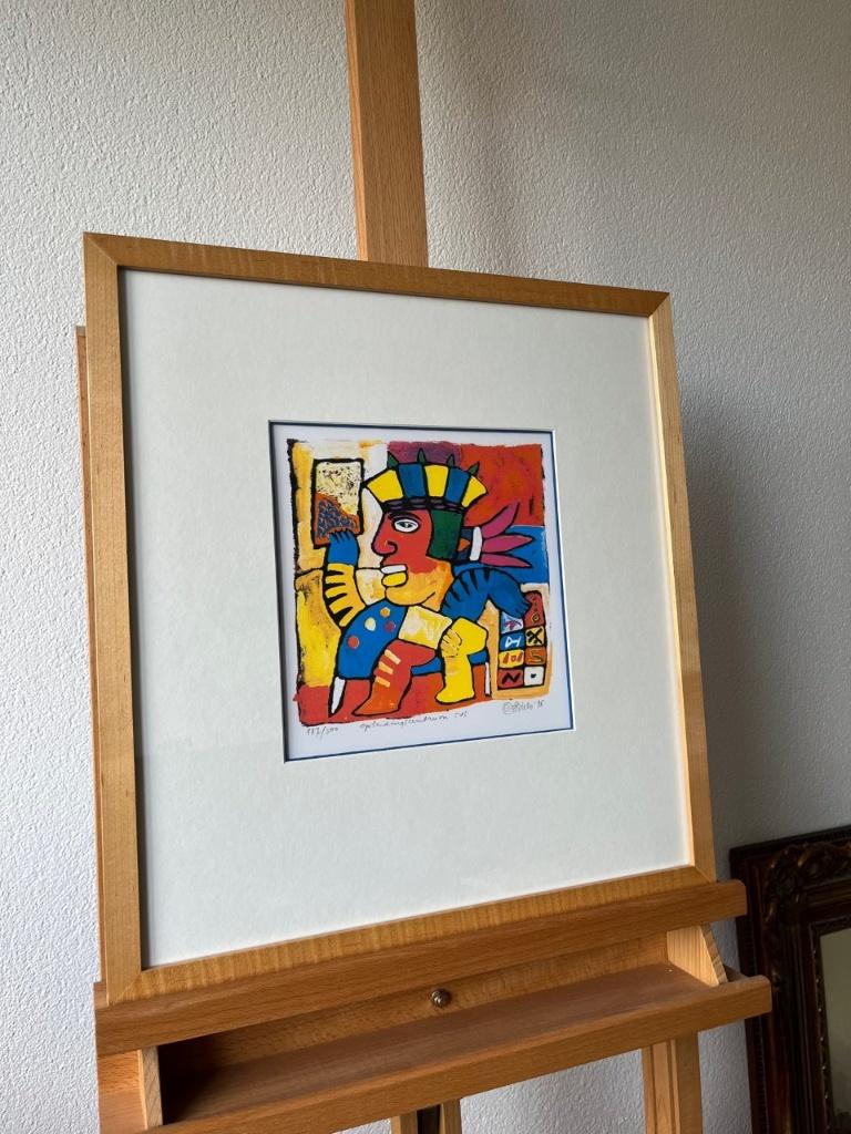 Clemens Briels, ingelijste vrolijk gekleurde zeefdruk, Ophalen