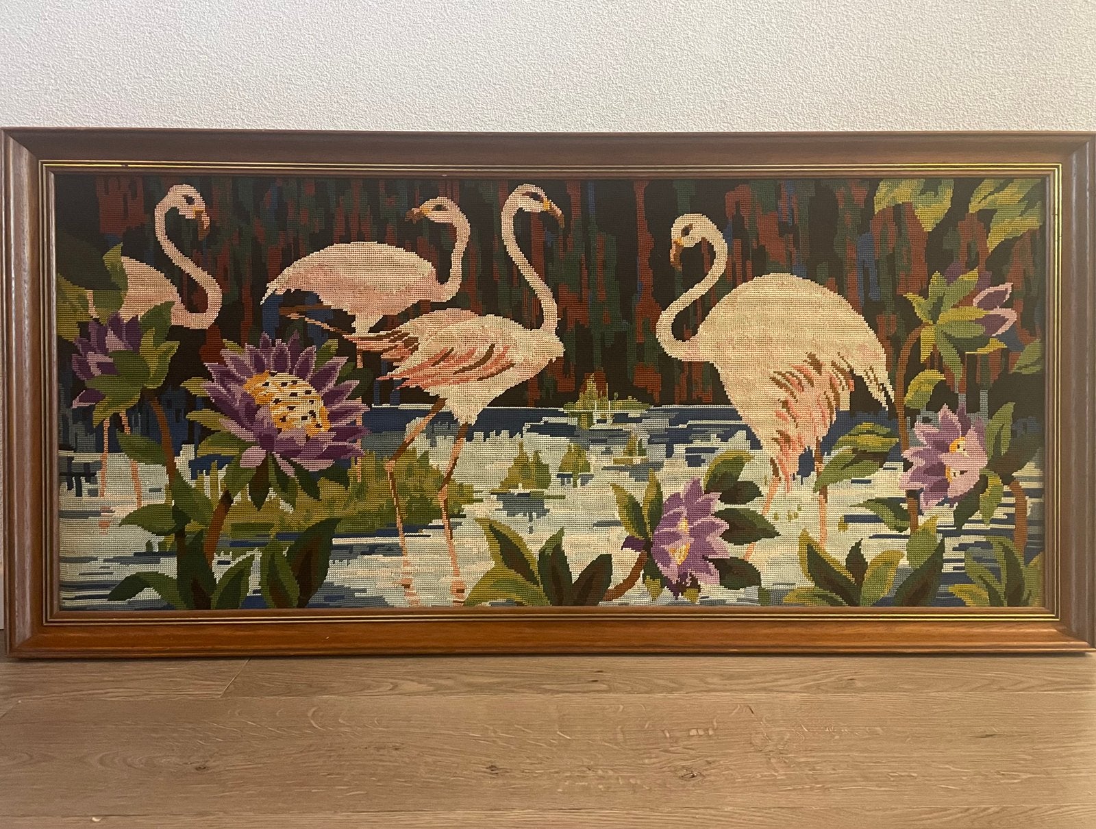 Vintage Frans geborduurd schilderij antiek handgemaakt, Ophalen