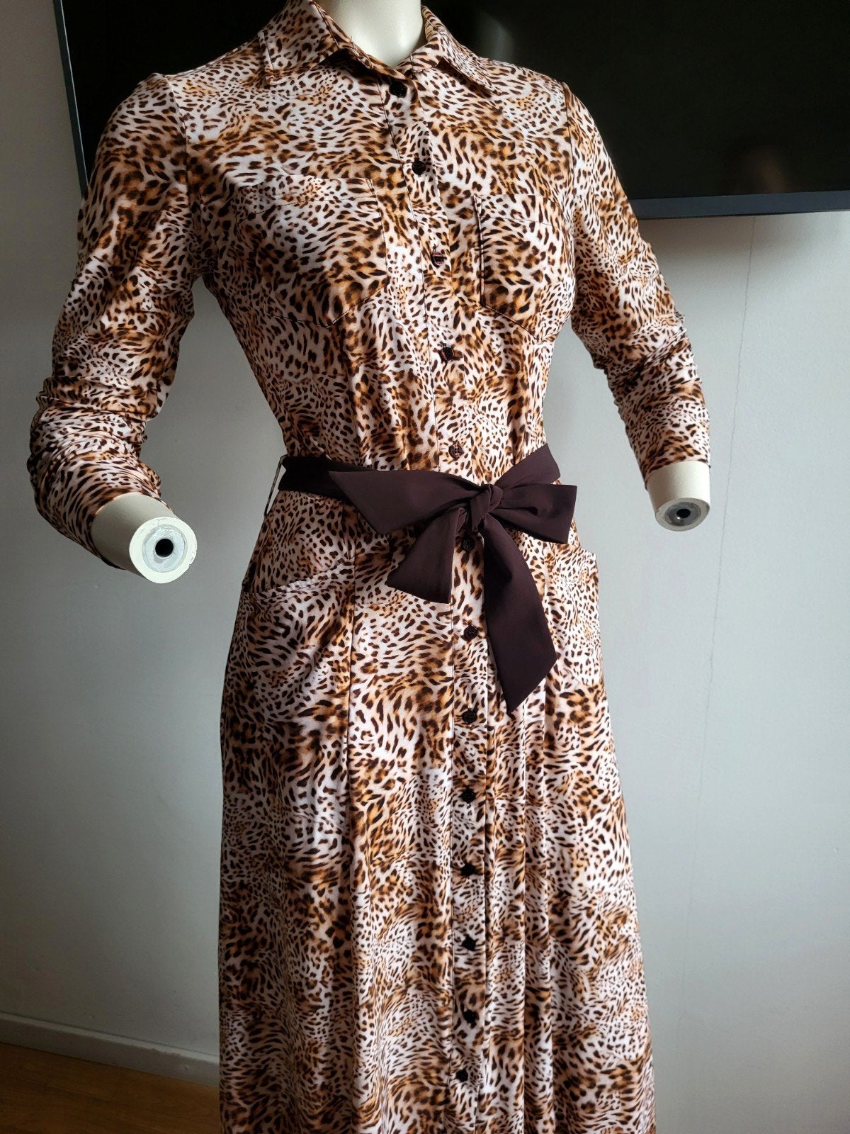 Studio Anneloes Blousejurk Maxi-jurk met Panterprint Maat S, Studio Anneloes, Bruin, Ophalen of Verzenden, Zo goed als nieuw