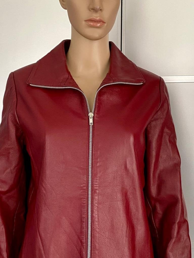 H839 Echt-leren jasje maat 38=M jack blazer colbert d-rood, Maat 38/40 (M), Ophalen of Verzenden, Zo goed als nieuw, Rood