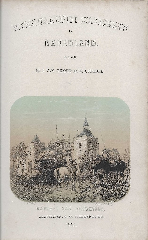 Kasteel van Brederode Litho W.J. Hofdijk 1854, Antiek en Kunst, 1800 - 1899, Architectuur, Ophalen of Verzenden, Blanco verso