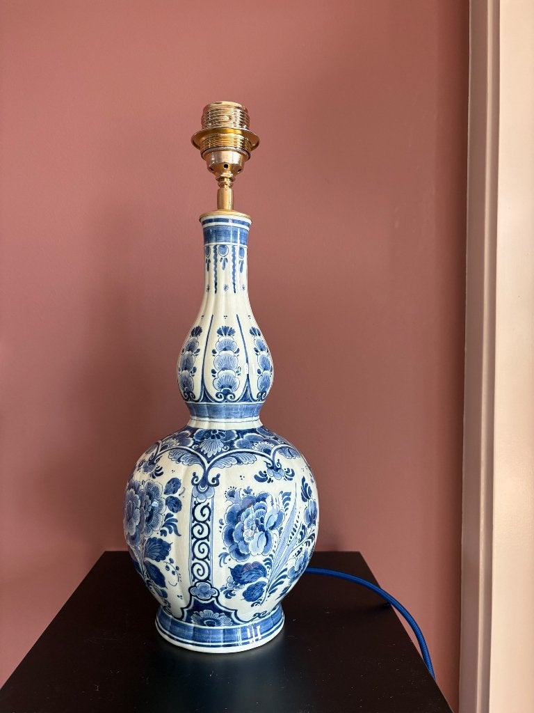 Delfts blauw tafellamp 41 cm hoog, Huis en Inrichting, Blauw, 41 cm, Overige typen, Keramiek
