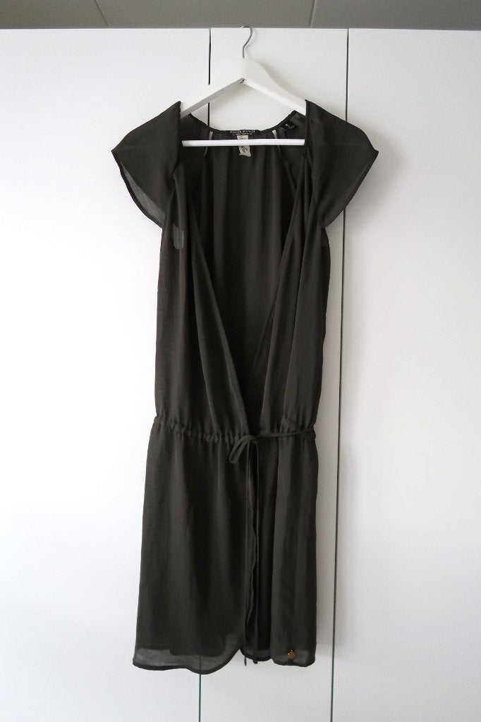 Maison Scotch atelier doorzichtige overslag/wikkel jurk, Zwart, Maat 42/44 (L), Zo goed als nieuw, Boven de knie