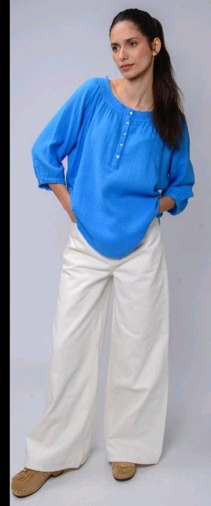 Shades Antwerp / Ganni dames blouse blauw m, Kleding | Dames, Ophalen of Verzenden, Zo goed als nieuw, Blauw