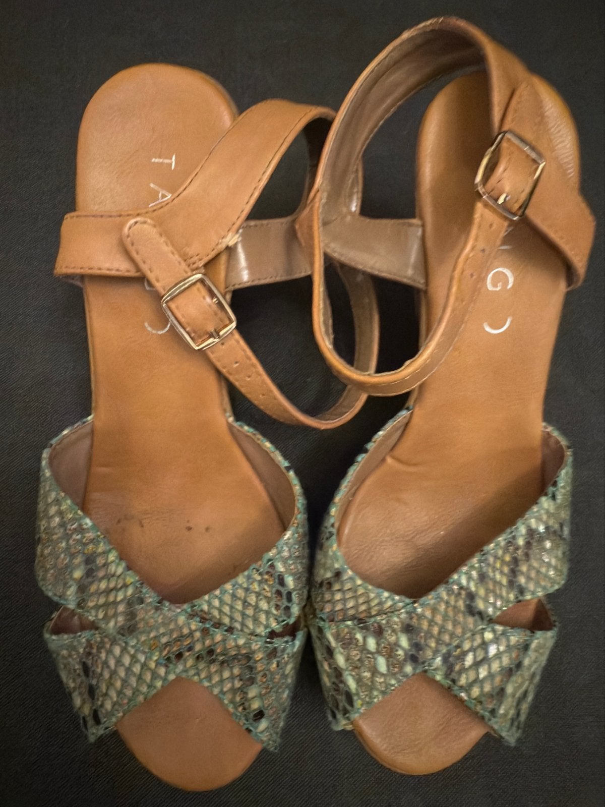 Leuke sleehakken met slangenprint, maat 37👡, Ophalen, Gedragen, Bruin, Sandalen of Muiltjes