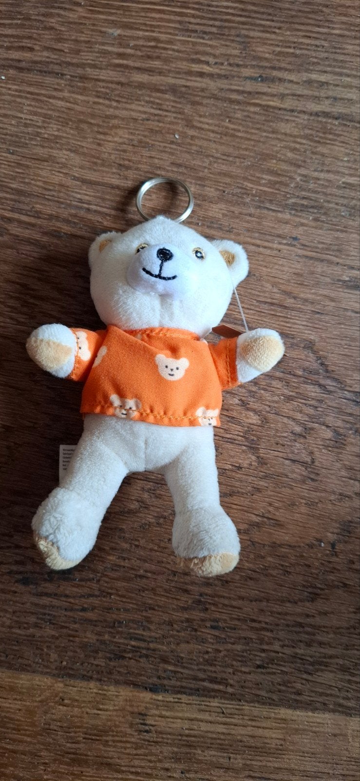 Robijntje sleutelhanger wit bruin met oranje truitje met, Ophalen of Verzenden, Nieuw
